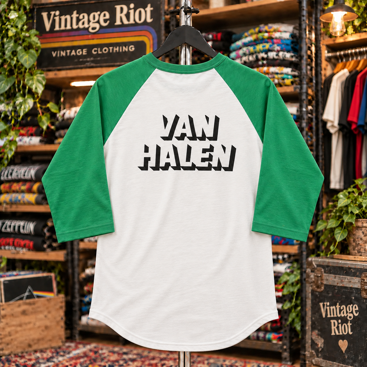 Van Halen 1980 Invasion Retro Raglan Shirt back design illustration