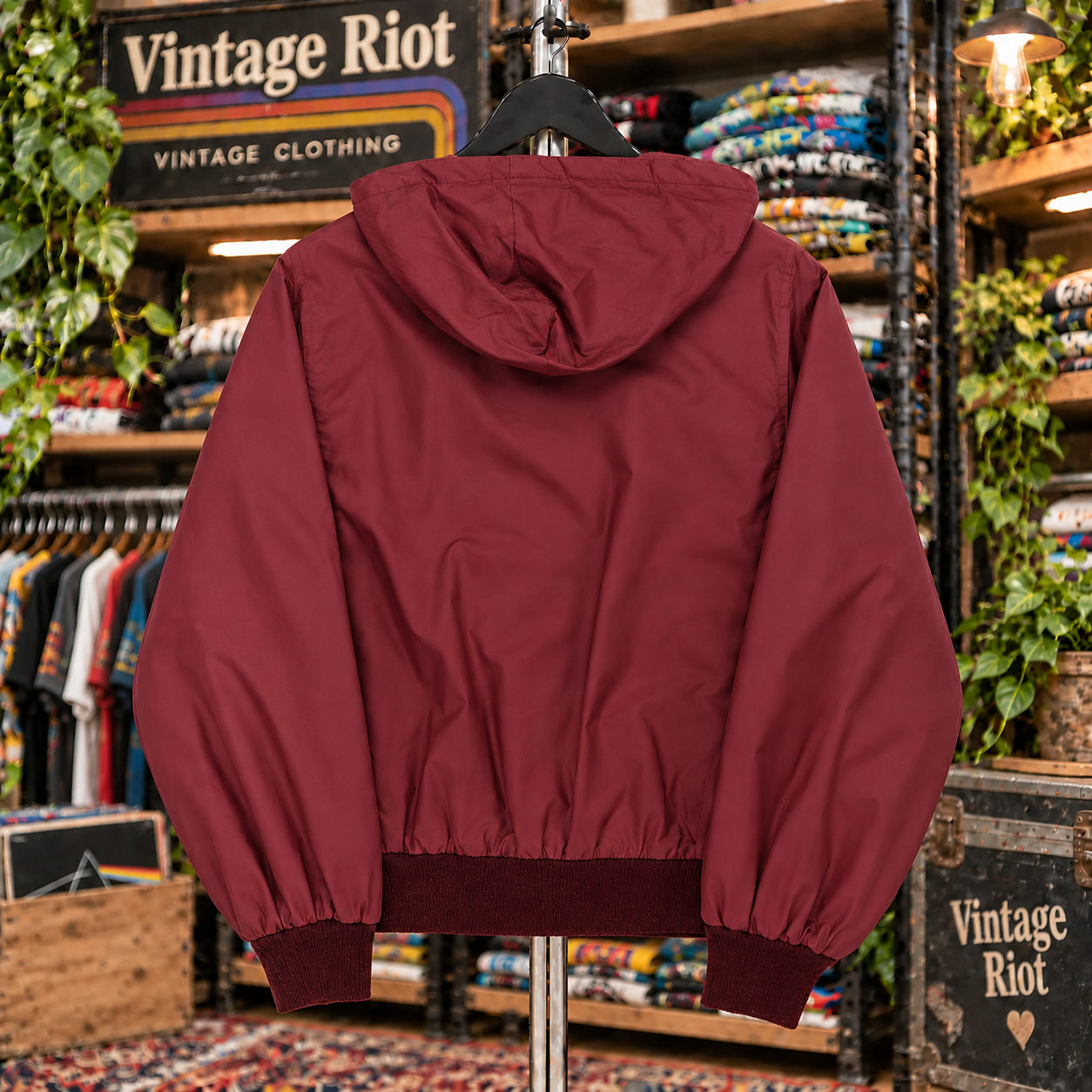 AC/DC For Those About to Rock Retro Hooded Jacket back design illustration