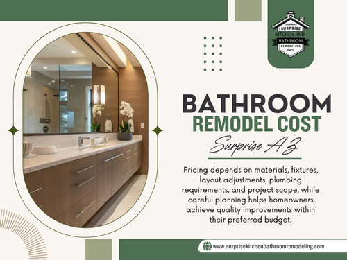 A vanity looks reasonable. Then come the fixtures. Then the tile. Then the glass enclosure. Suddenly, the original budget needs another conversation. Anyone researching Bathroom remodel cost Surprise AZ should remember that the total project can vary considerably depending on the scope of work.

Click here for more information: https://www.surprisekitchenbathroomremodeling.com/bathroom-remodel

Find Us On Google Map: https://maps.app.goo.gl/yUwD1CZamFyzAZo18

Address: 14239 W Bell Rd, UNIT 218, Surprise, AZ, 85374
Phone Number: +1(623) 294-8138

Read Our Blogs:
https://kitchenremodelingsurpriseaz.tumblr.com/
https://surprisekitchenbat.wixsite.com/kitchenremodelingaz
https://surprisekitchenbathroomremodeling.weebly.com/

More Links:
https://campsite.bio/kitchenremodelingsurpriseaz
https://peatix.com/user/30413128/view
https://www.goodreads.com/surprisekitchenbathroomremodel
https://gettr.com/user/kitchenremodelingsurpriseaz