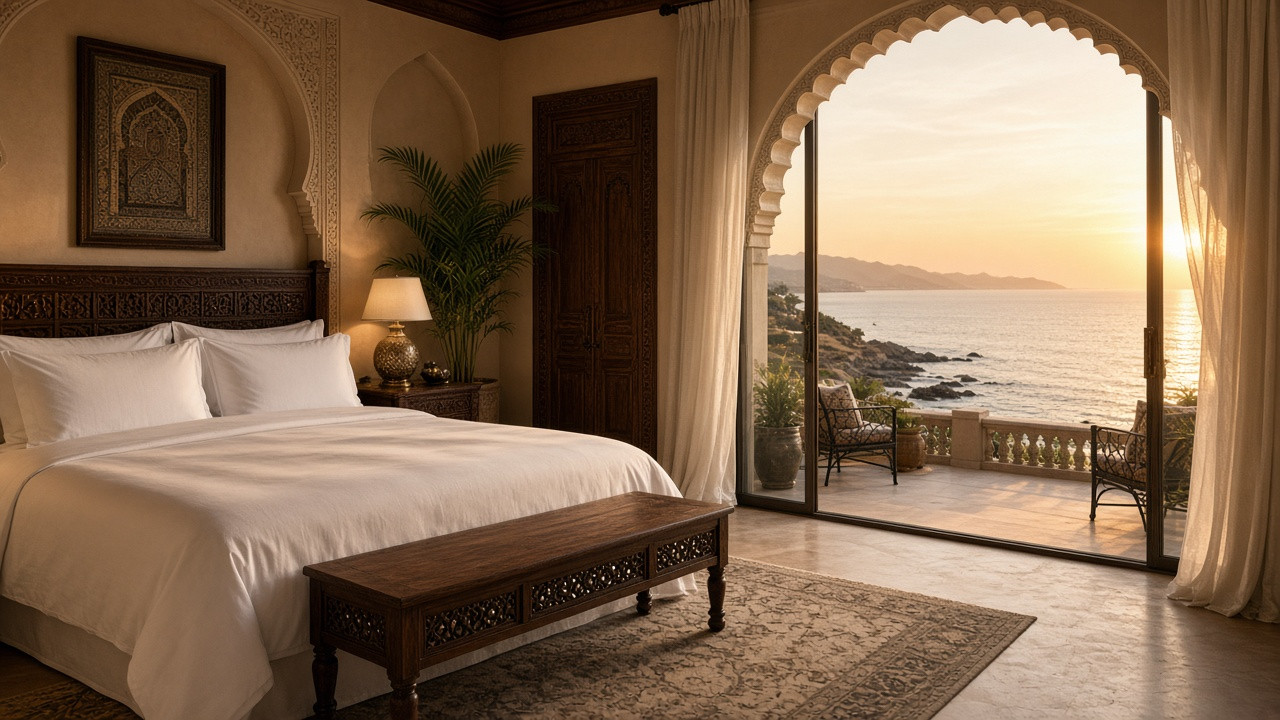 Hotelkamer met uitzicht op zee in een Omaans resort