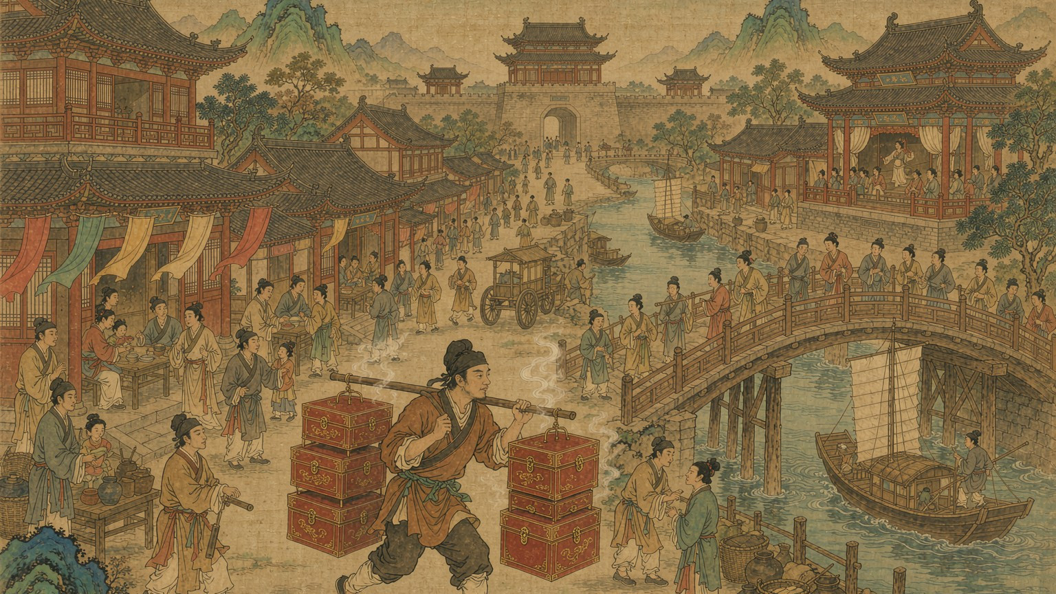 北宋汴京街头送餐伙计