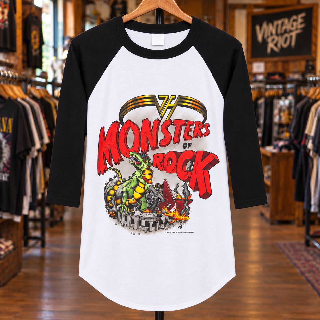 1988 Van Halen Monsters of Rock Retro Raglan front view