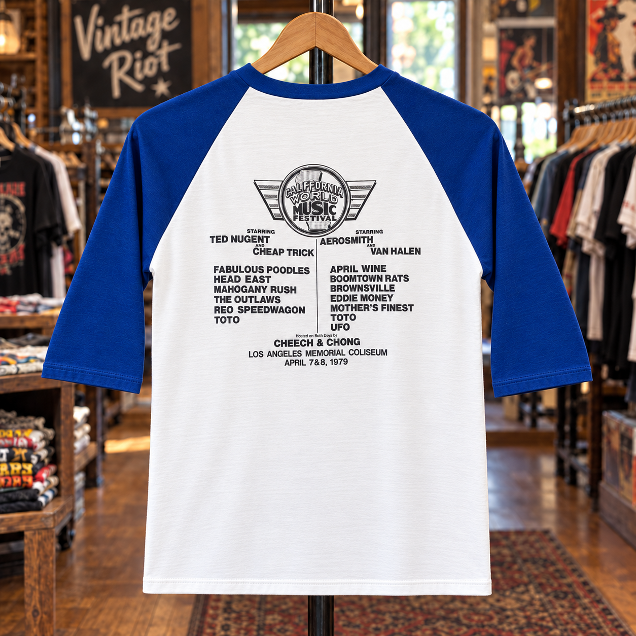 1979 California World Music Festival Retro Raglan back view
