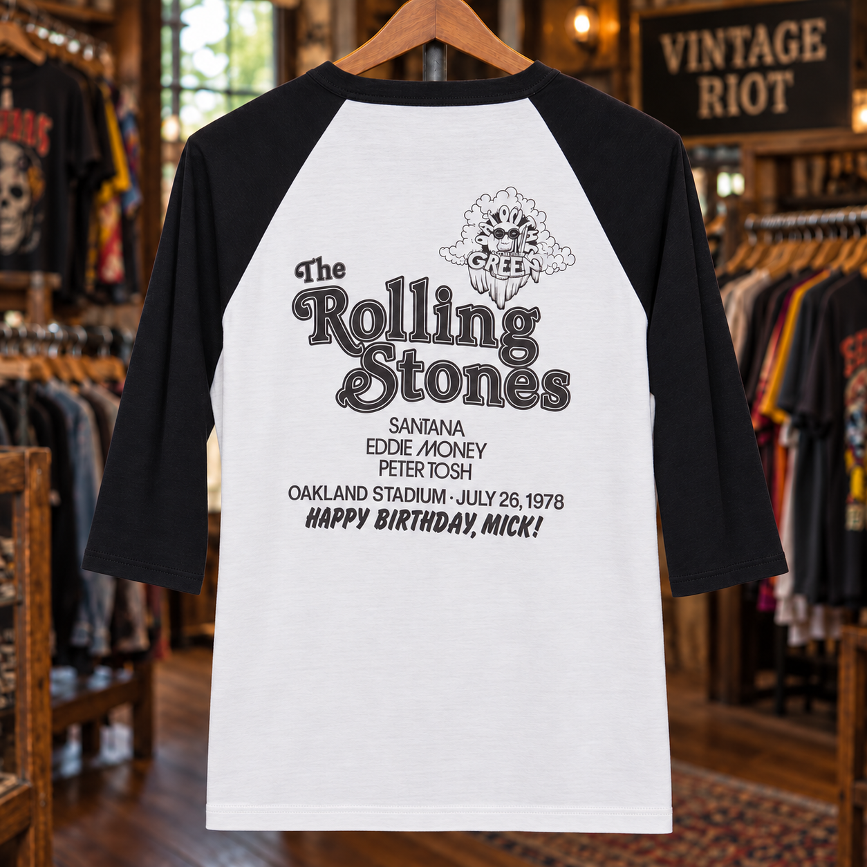 1978 Rolling Stones Happy Birthday Mick Retro Raglan back view