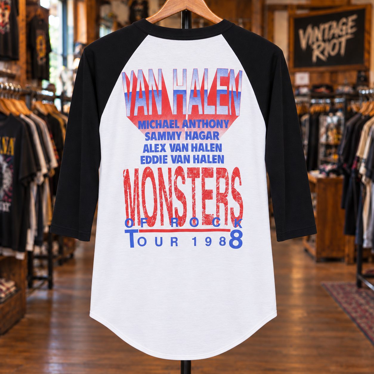 1988 Van Halen Monsters of Rock Retro Raglan back view