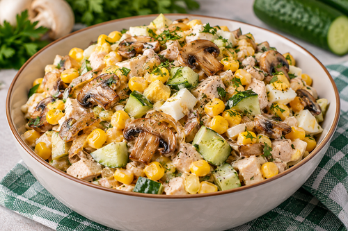 Creamy Chicken Mushroom Salad Bowl.2