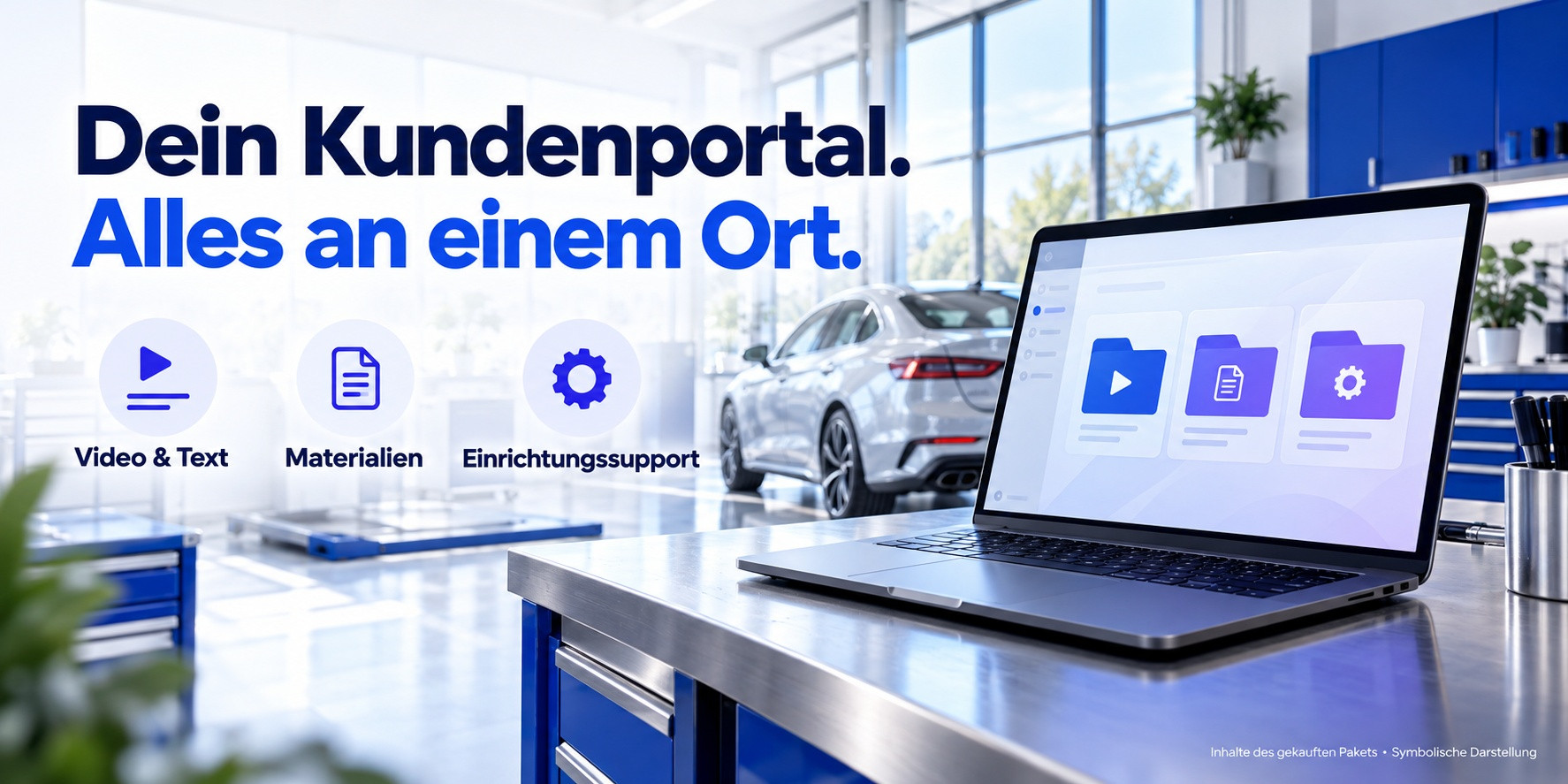 Kundenportal mit Anleitungen, Materialien und Unterstützung für das gekaufte Paket