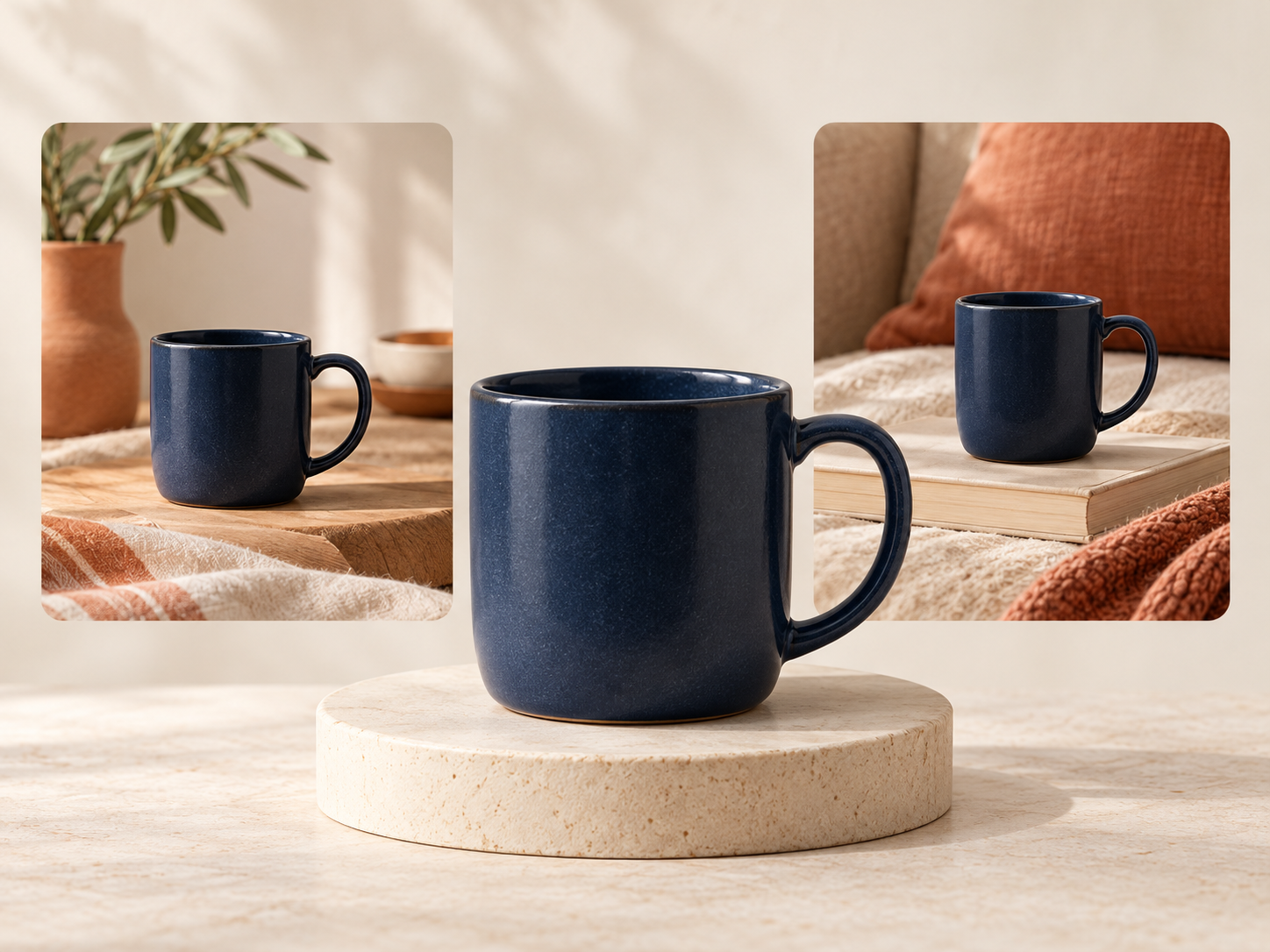 A primary product image supported by calm lifestyle variations