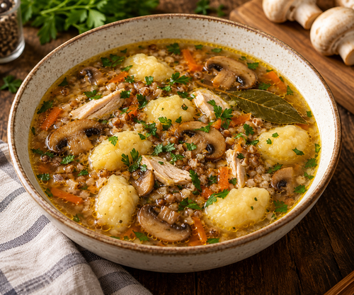 Rustic Chicken Dumpling Soup with Mushrooms.2