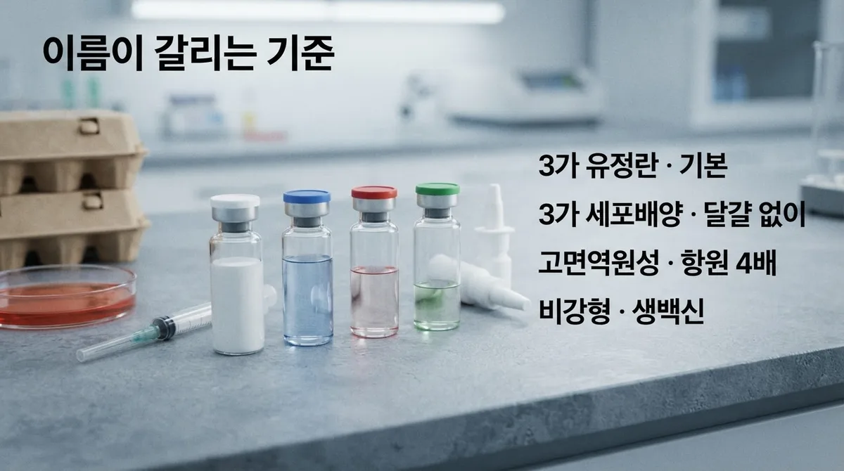 3가·세포배양·고면역원성, 독감백신 종류별 차이