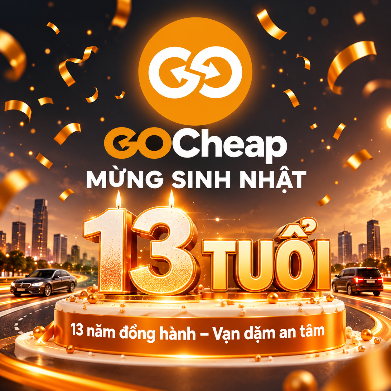 Biểu trưng kỷ niệm 13 năm GOCheap với tinh thần GO FOR FUTURE