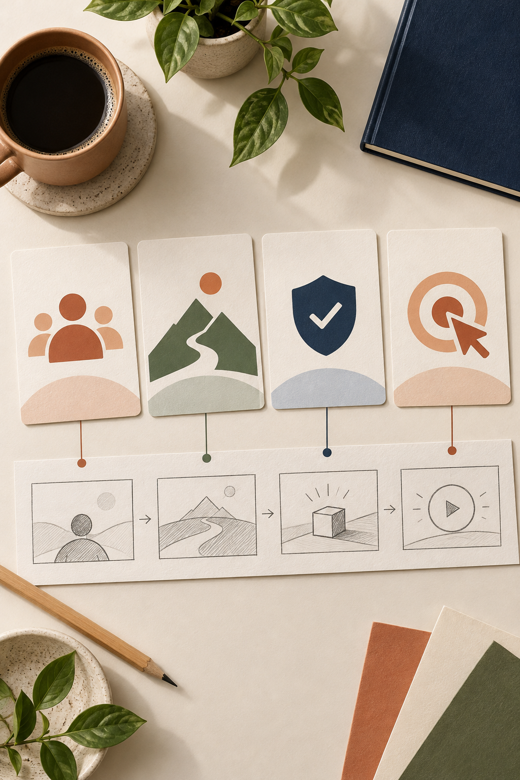 A simple product video brief organized into storyboard cards