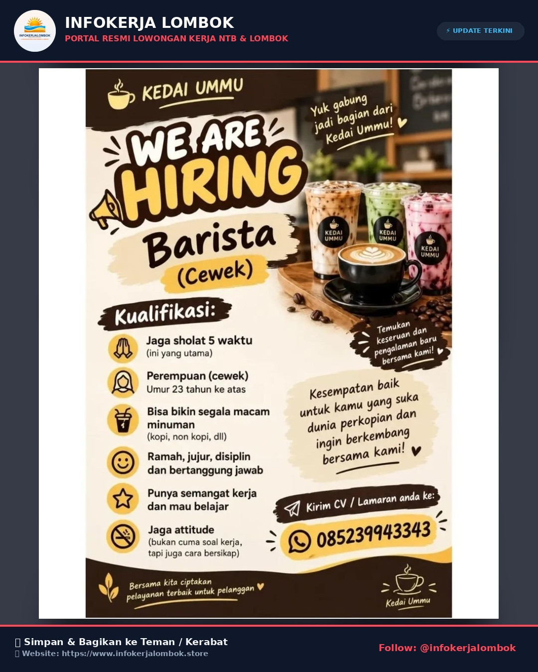 Lowongan Kerja 💼 Lagi butuh info kerja? Cek lowongan berikut yuk!