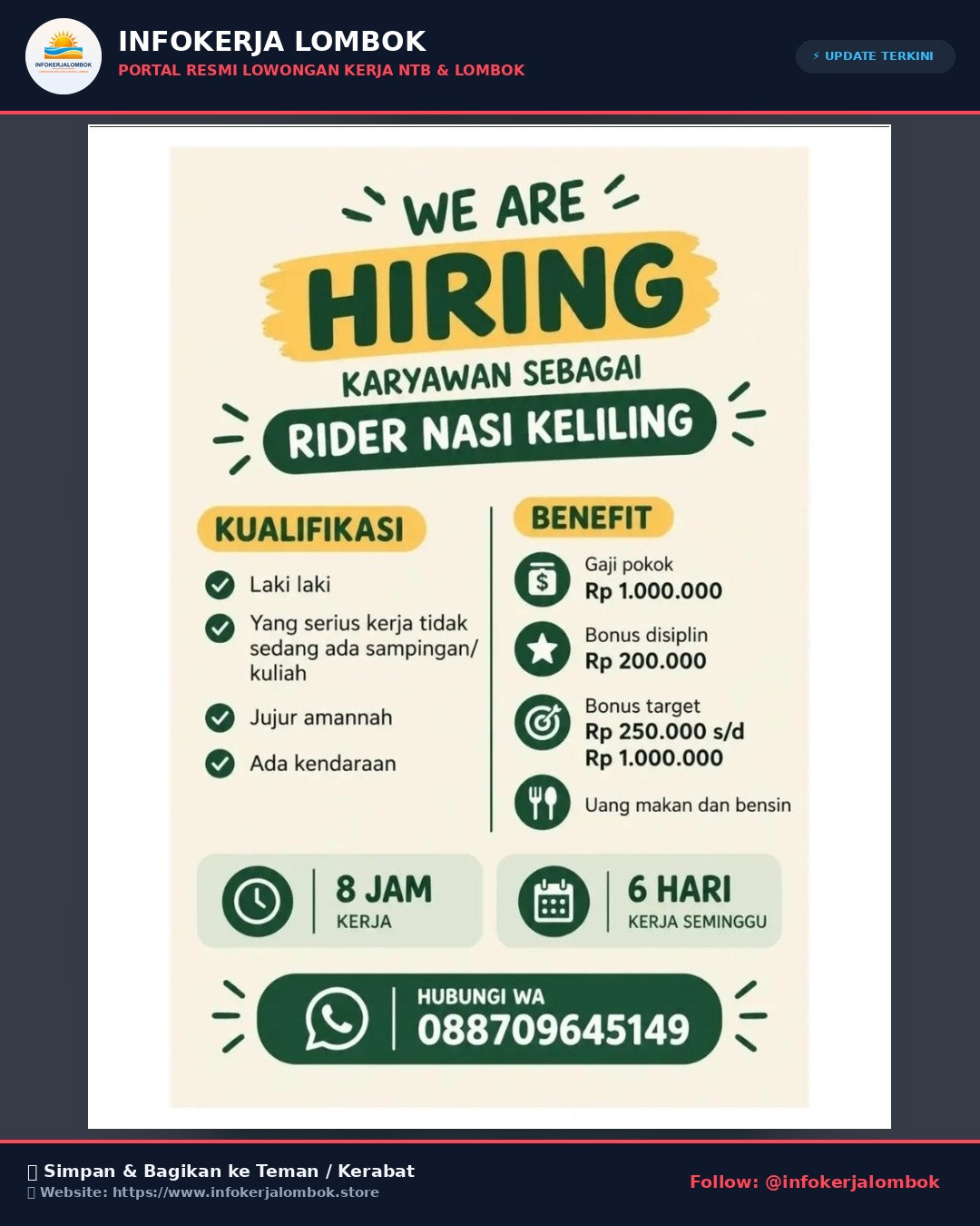 Lowongan Kerja ⚡ Update lowongan kerja terbaru di NTB hari ini!