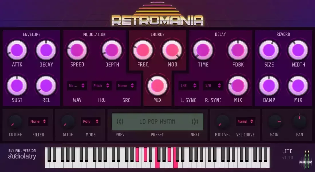 Audiolatry Retromania Lite v1.0.0 x64 VST VST3 AU WiN MAC [FREE]