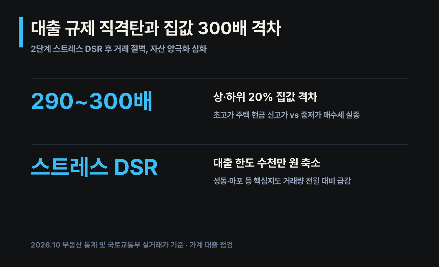 대출 규제 직격탄과 집값 격차 인포그래픽 도해