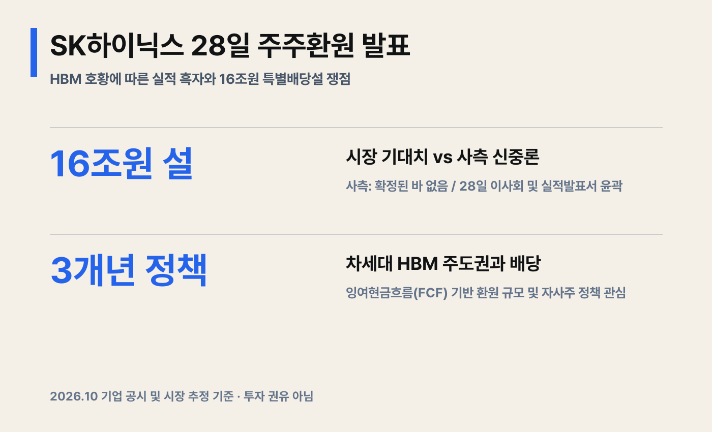 SK하이닉스 주주환원 및 HBM 실적 요약 도해