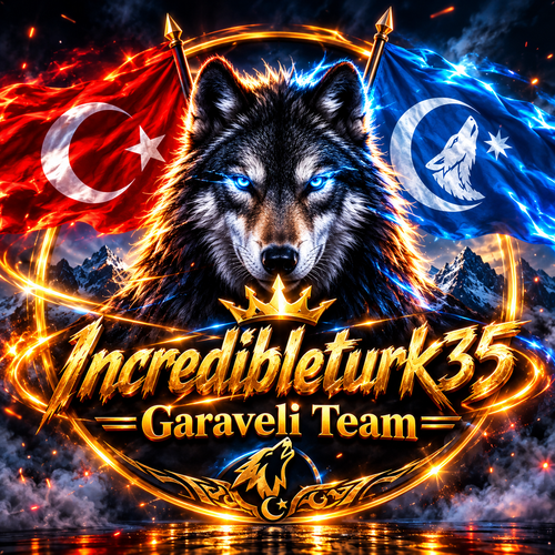 Goldener Wolf Emblem mit wehenden Flaggen
