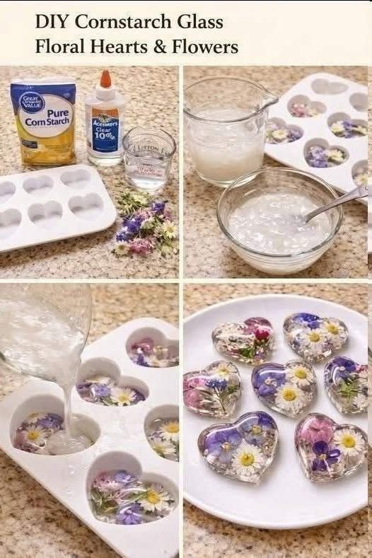 Cornstarch Glass Floral Hearts Flowers Materials