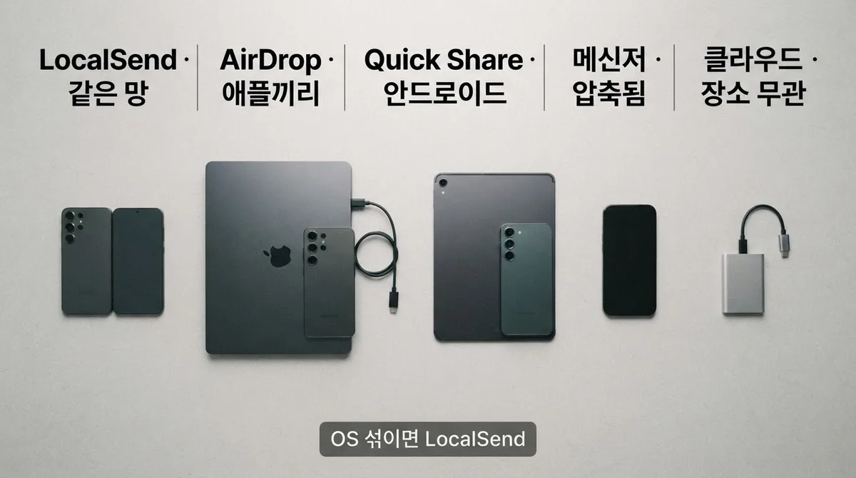 AirDrop·Quick Share·카카오톡과 비교한 선택 기준