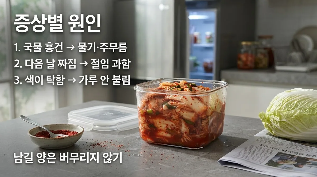 겉절이 물 생김·짠맛 원인과 보관, 언제까지 먹을까