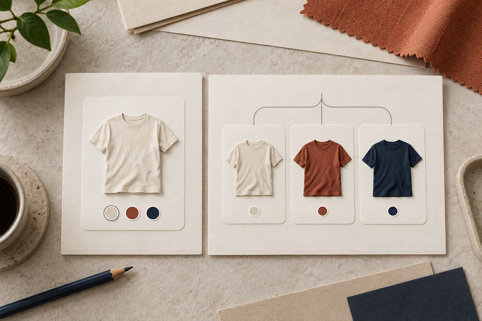 Variant and linked product swatch decision illustration