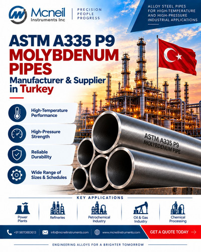 ASTM A335 P9 Molybdenum Pipes Manufacturer & Supplier in Turkey | Mcneil Instrument.jpg