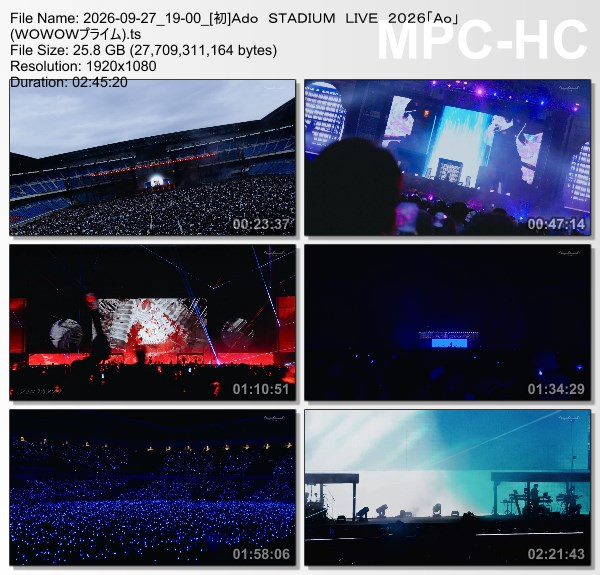 Ado STADIUM LIVE 2026 “Ao” (WOWOW Prime 2026.09.27)