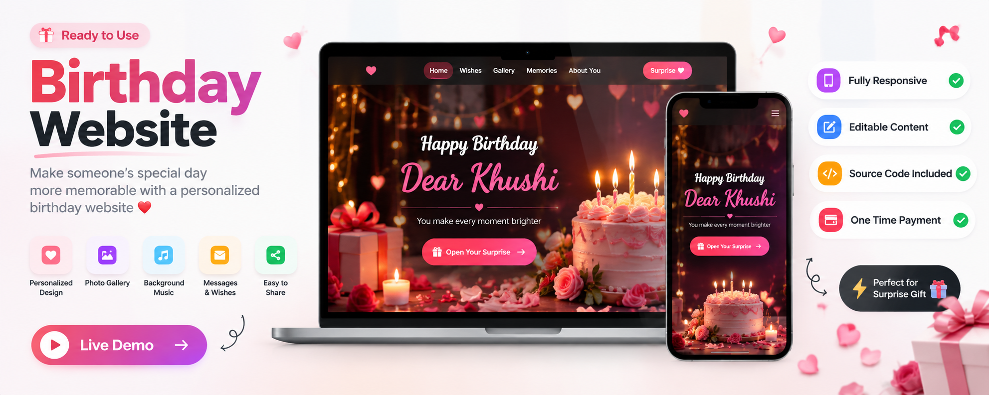 Birthday website preview