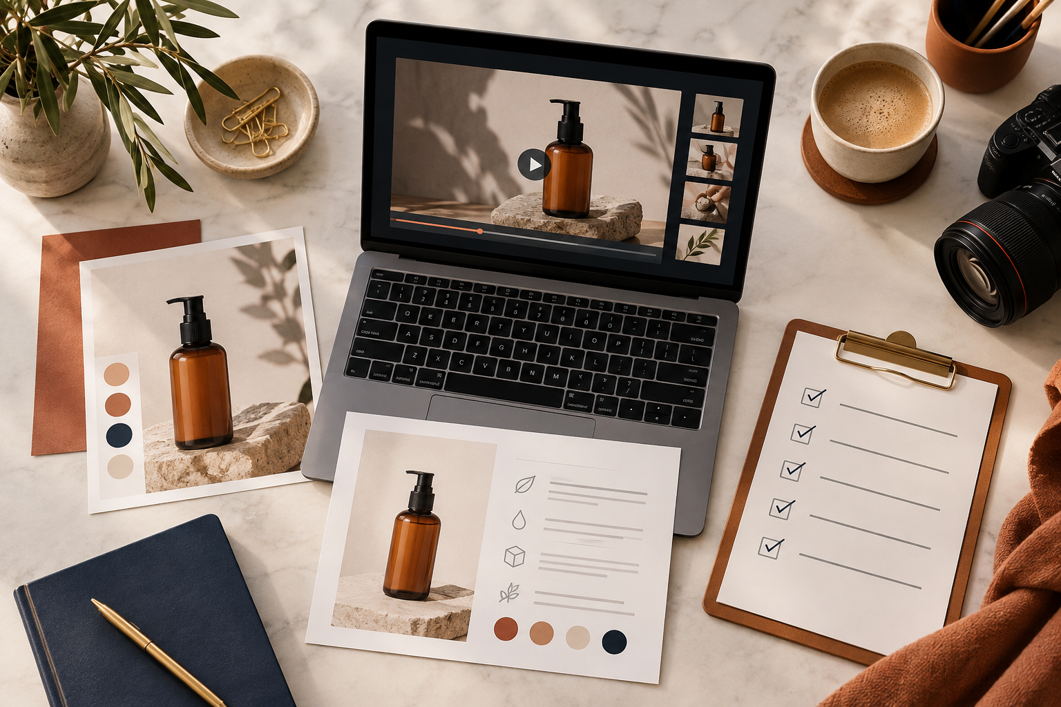 Automated product video workflow on an ecommerce desk