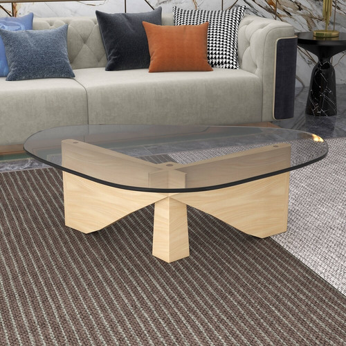 36 Triangular Coffee Table with Glass Top and Wood Base Imperial Series.jpg