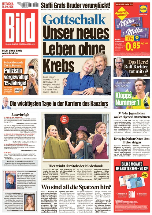 Bild Zeitung vom 16. September 2026