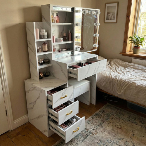 Dressing Table with Mirror, Drawers and Shelves – Elegant Bedroom Organisation.jpg