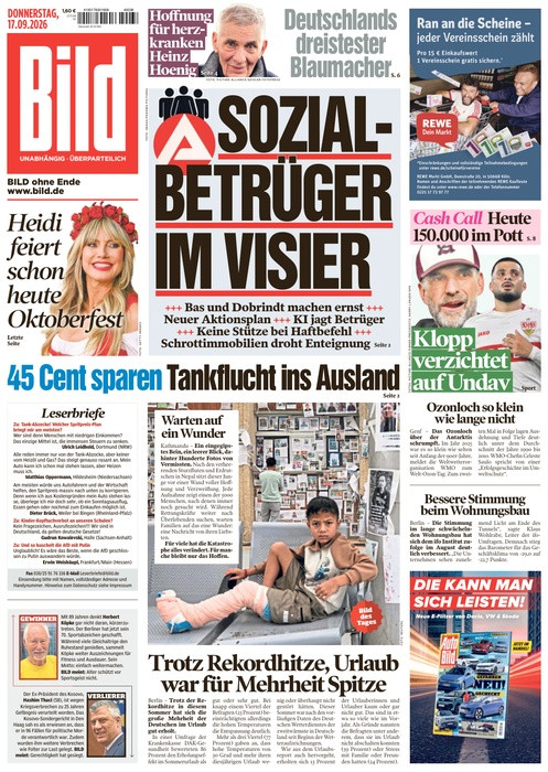 Bild Zeitung vom 17. September 2026
