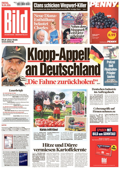 Bild Zeitung vom 18. September 2026