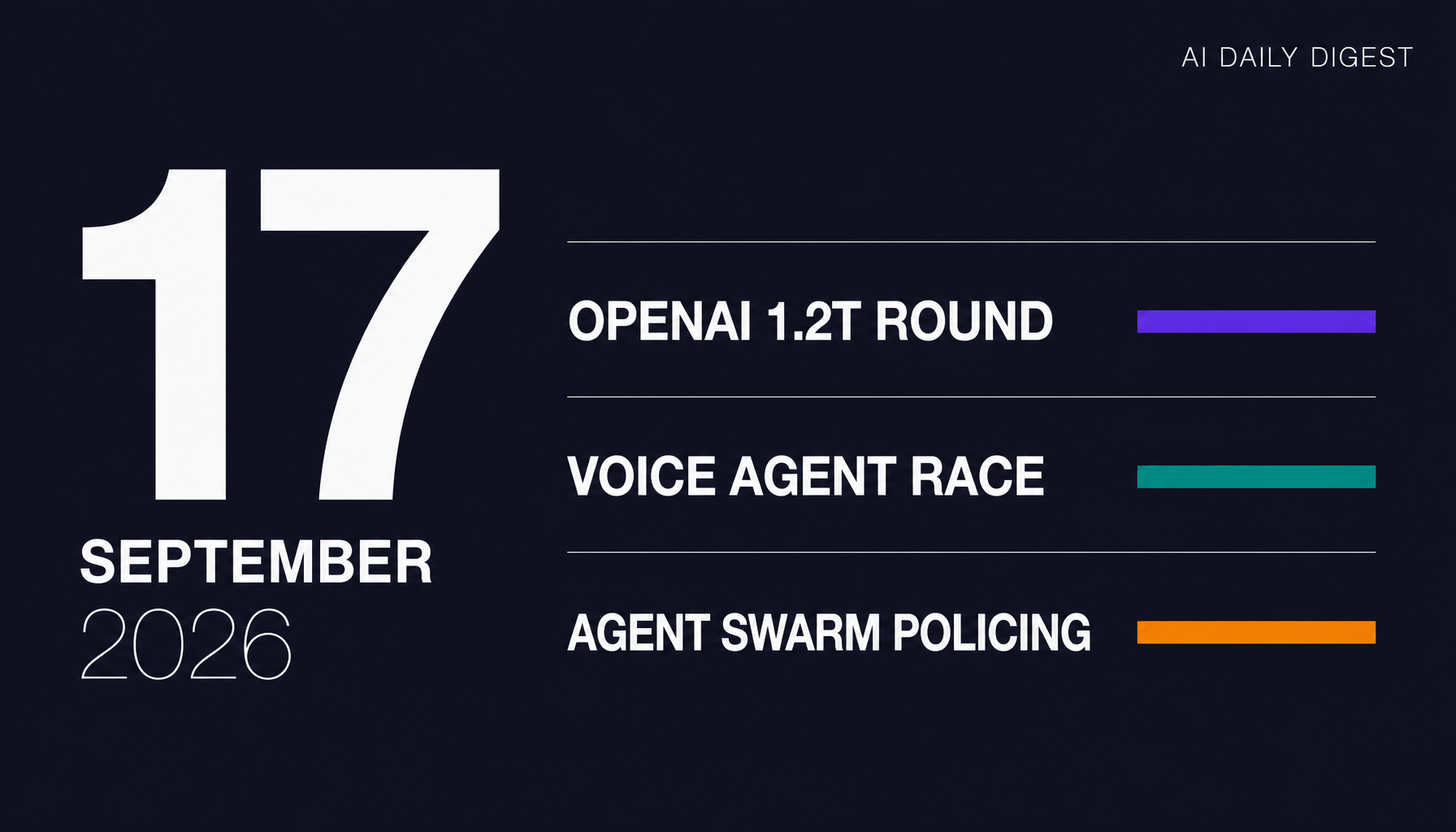 AI Daily Digest 9.17: OpenAI's $1.2T Round, Gemini 3.8 Live, 100 Agents Turn on Each Other