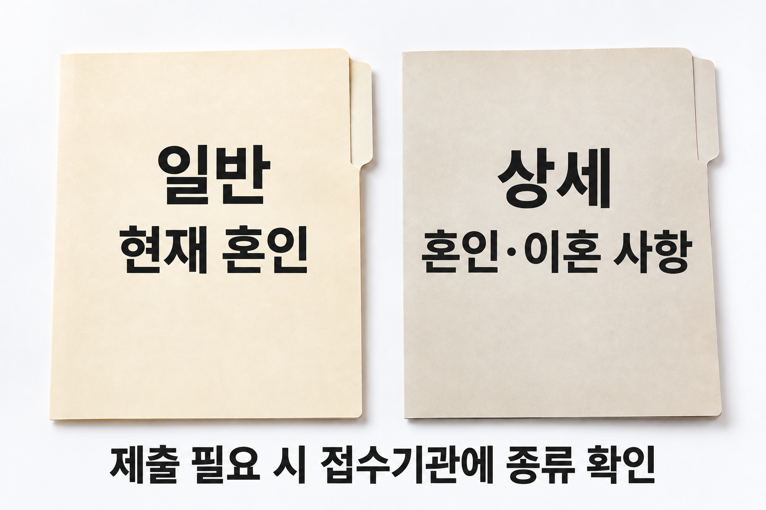 혼인관계증명서 일반과 상세의 기록 범위를 구분하는 설명 이미지