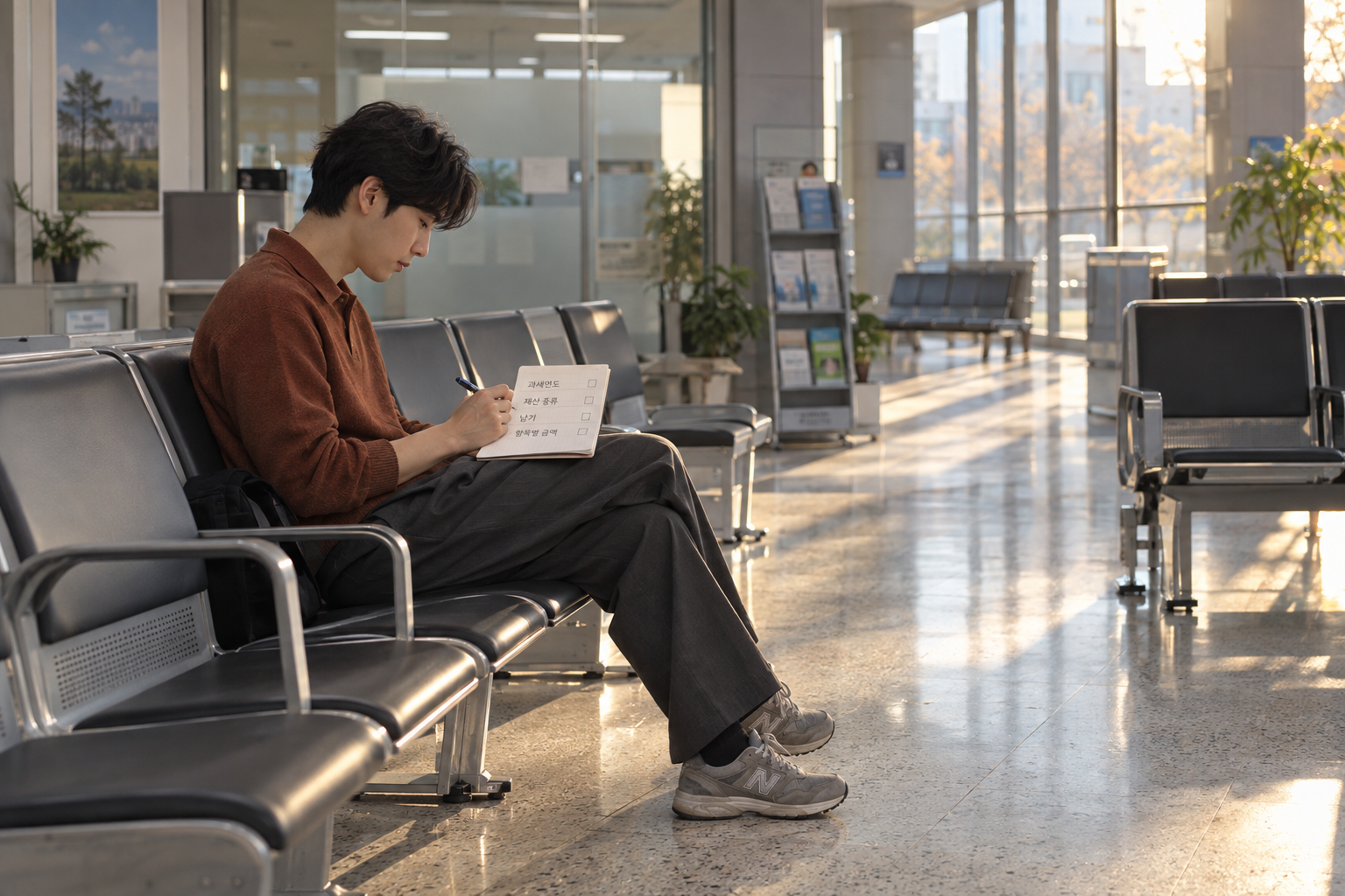 고지서 발급 지자체에 산출근거를 묻기 위해 과세연도와 항목별 금액을 준비하는 장면