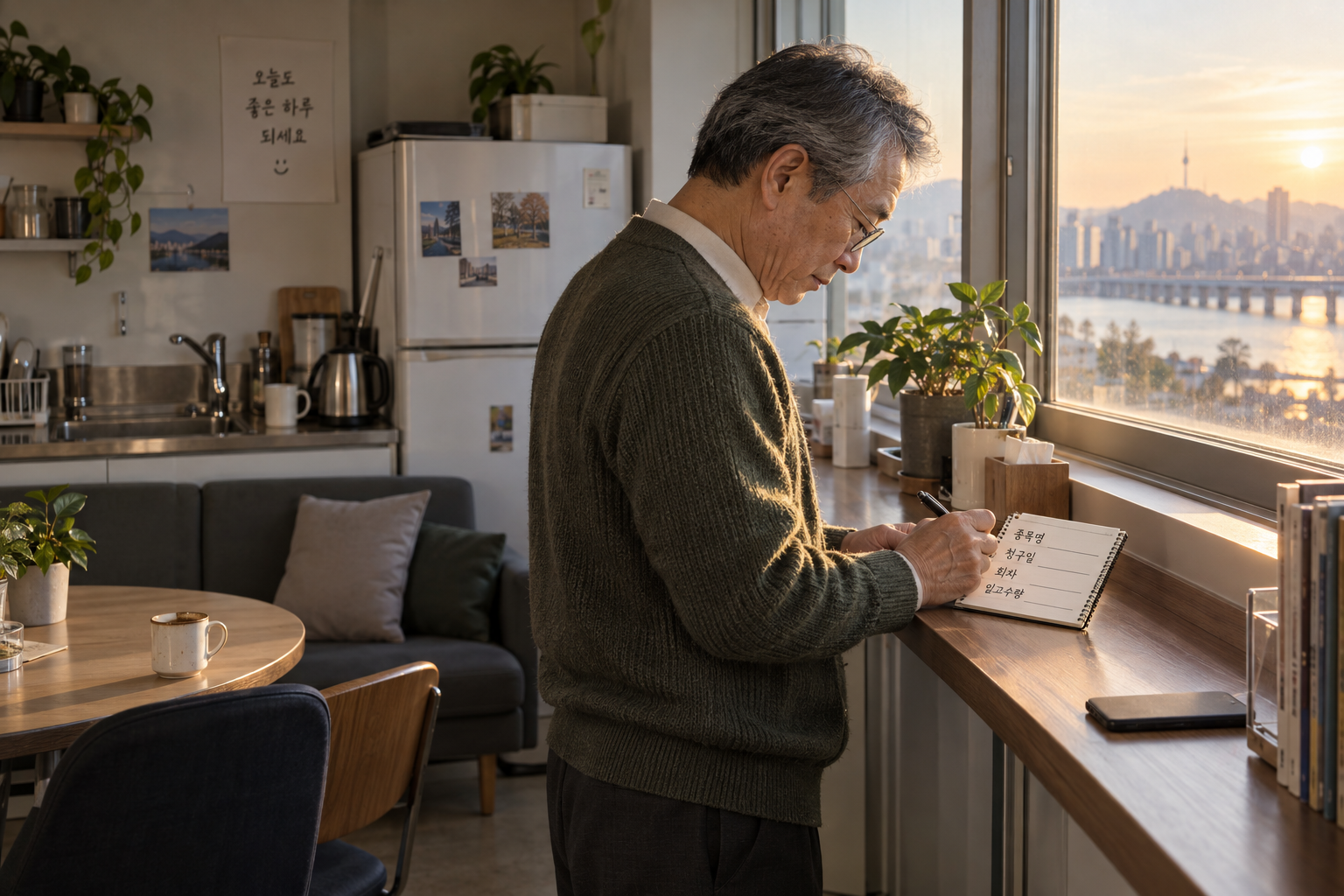 증권사 확인에 필요한 종목·청구일·회차·수량을 준비하는 설명용 생활 장면