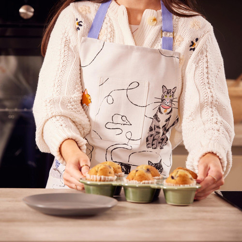 Ulster Weavers Feline Friends Apron Cotton Grey sn3.jpg