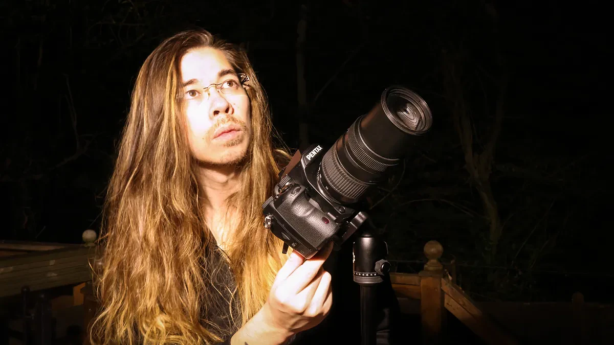 James Artaius using Pentax K-1 Mark II with tripod at night