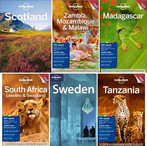 15 Traveling books on Scotland, Zambia, Mozambique, Malawi, Madagascar, Malaysia, Paris, South Africa, Sri lanka, Southern Africa, Sweden, Tanzania, Netherlands