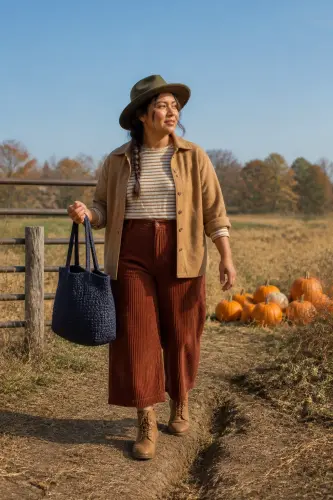 pumpkin patch outfits 5 camel shacket striped top and corduroy culottes 5 1790046614.webp