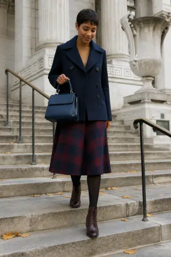 new york fall outfits 4 navy peacoat plaid skirt and opaque tights 4 1790050155.webp