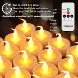 Flameless Candles 12 Pack Remote Timer LED Tea Light Candles with 400+ Hours Of Flickering Flameless.png