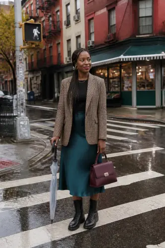 new york fall outfits 12 checked blazer satin skirt and combat boots 12 1790050634.webp