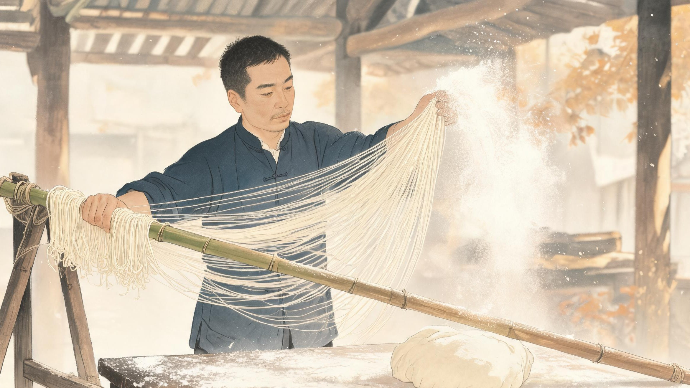 中江挂面·抻拉工艺