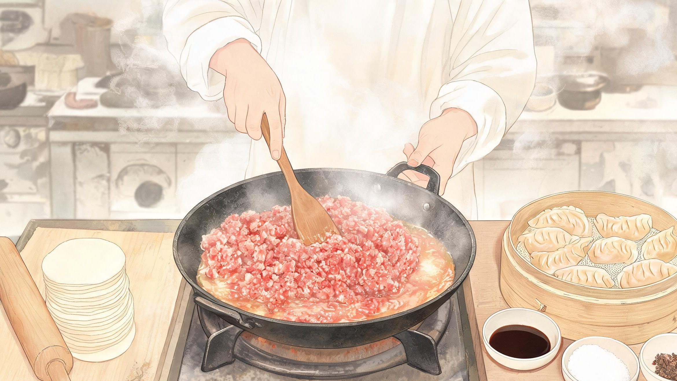 老边饺子·汤煸馅工艺