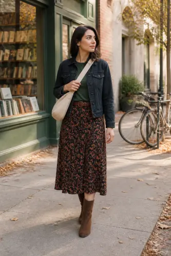 new york fall outfits 10 denim jacket floral skirt and suede boots 10 1790050514.webp
