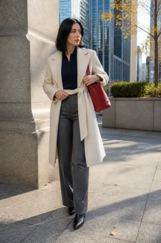 new york fall outfits 13 cream coat navy knit polo and pinstriped trousers 13 1790050698.webp